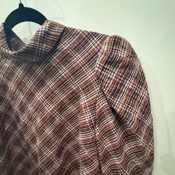 Veronica Beard Isabel Plaid Poof Sleeve Top - Picture 5 of 16